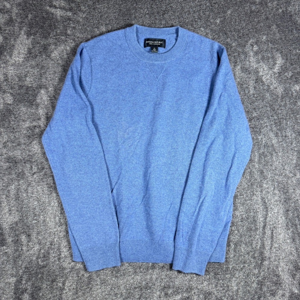 Banana Republic Mens Blue 100% Cashmere Crewneck Sweater Size M
